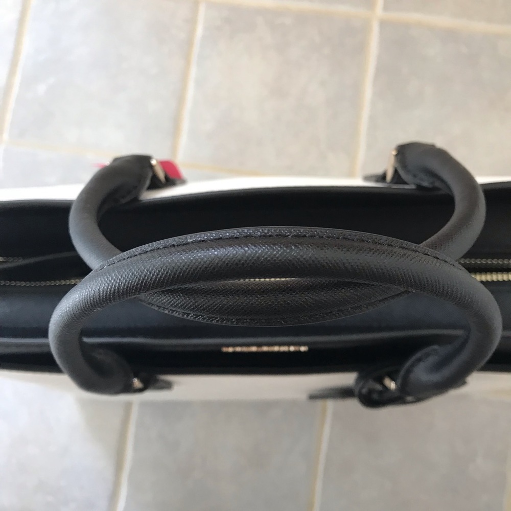 KATE SPADE LARGE SATCHEL BAG BEIGE BLACK CROSSBODY - Picture 3 of 8